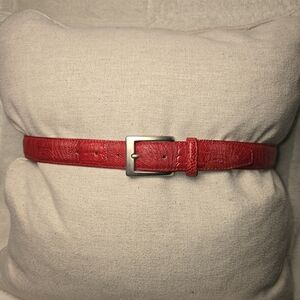 MEN'S BELVEDERE 2000 GENUINE OSTRICH DRESS BELT IN RED HANDMADE SIZE 44